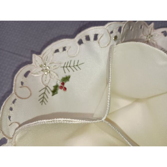 Christmas Embroidered Pattern, Hot Roll Basket Liner, NWT - Picture 3 of 3